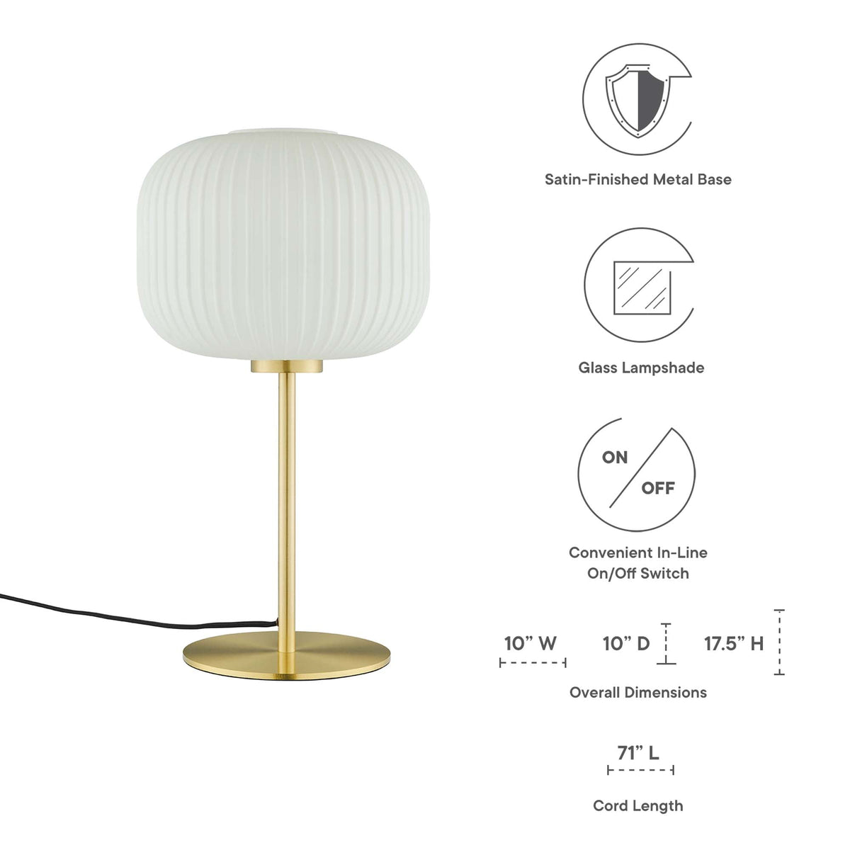 Reprise Glass Sphere Glass and Metal Table Lamp by Modway, photo 3 of 14