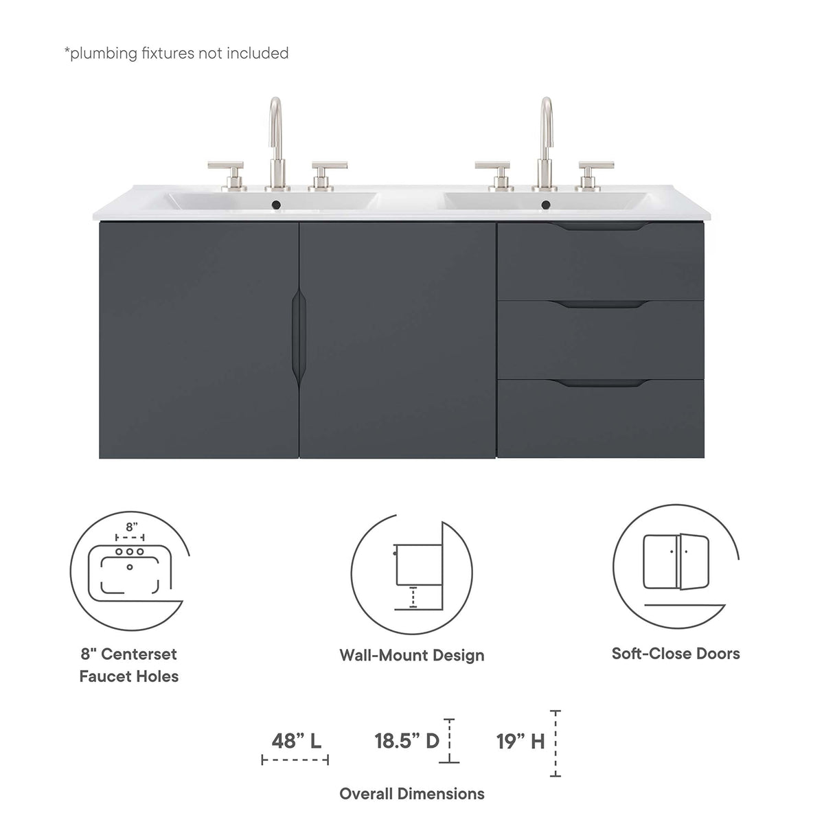 Vitality 48" Double Sink Bathroom Vanity by Modway, photo 23 of 28