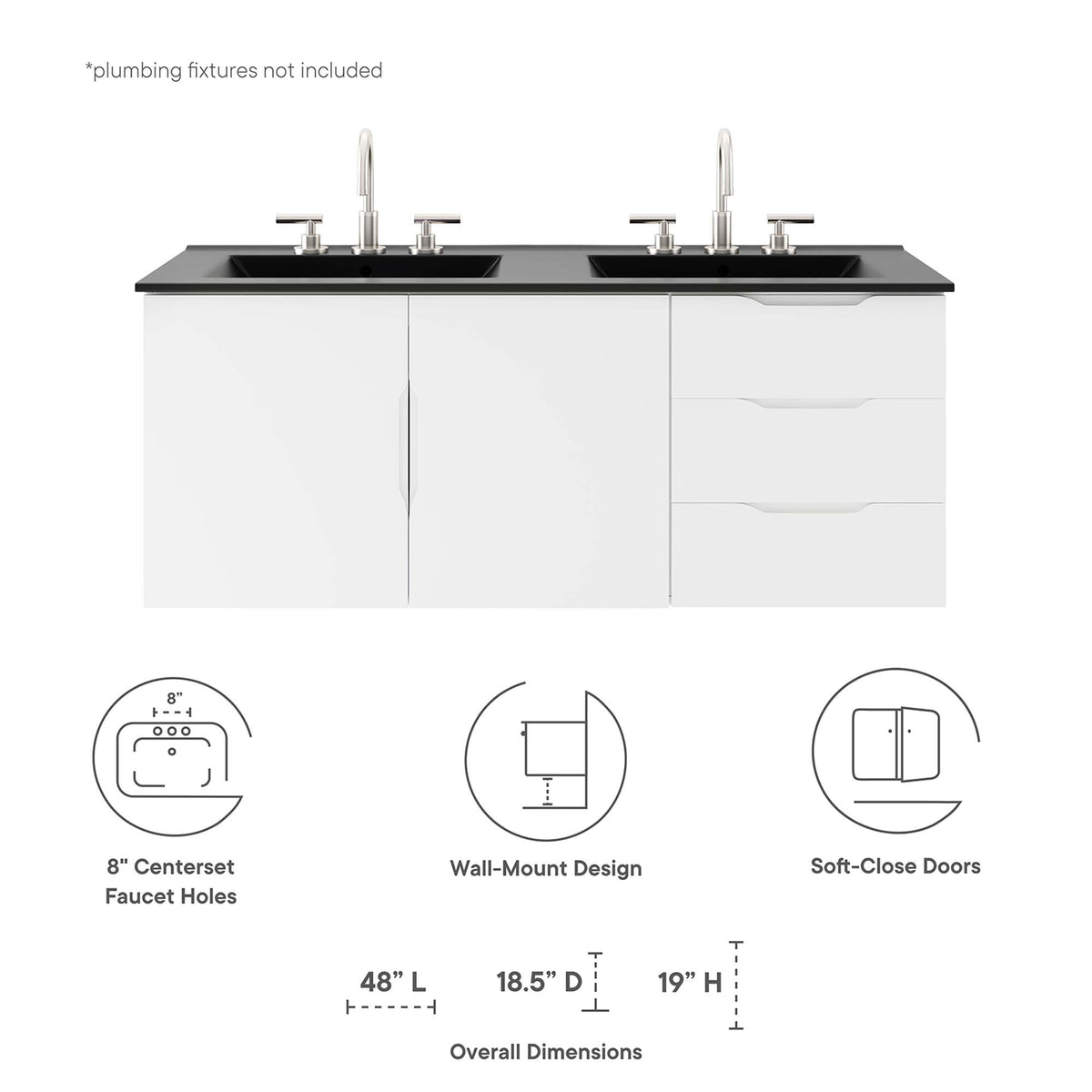 Vitality 48" Double Sink Bathroom Vanity by Modway, photo 25 of 28