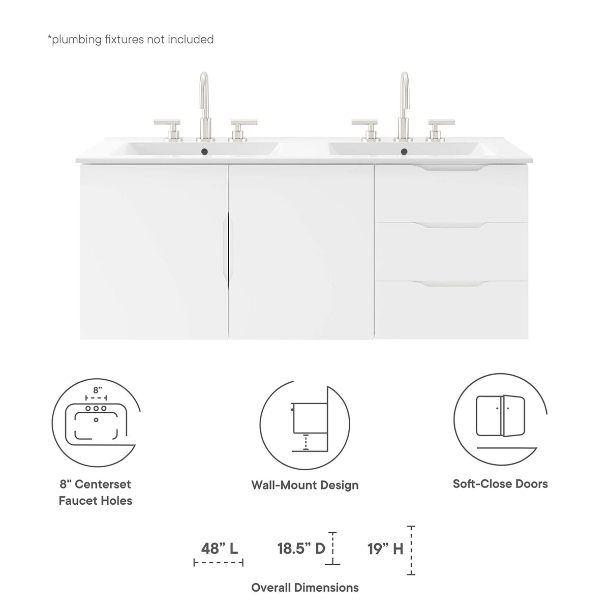 Vitality 48" Double Sink Bathroom Vanity by Modway, photo 24 of 28