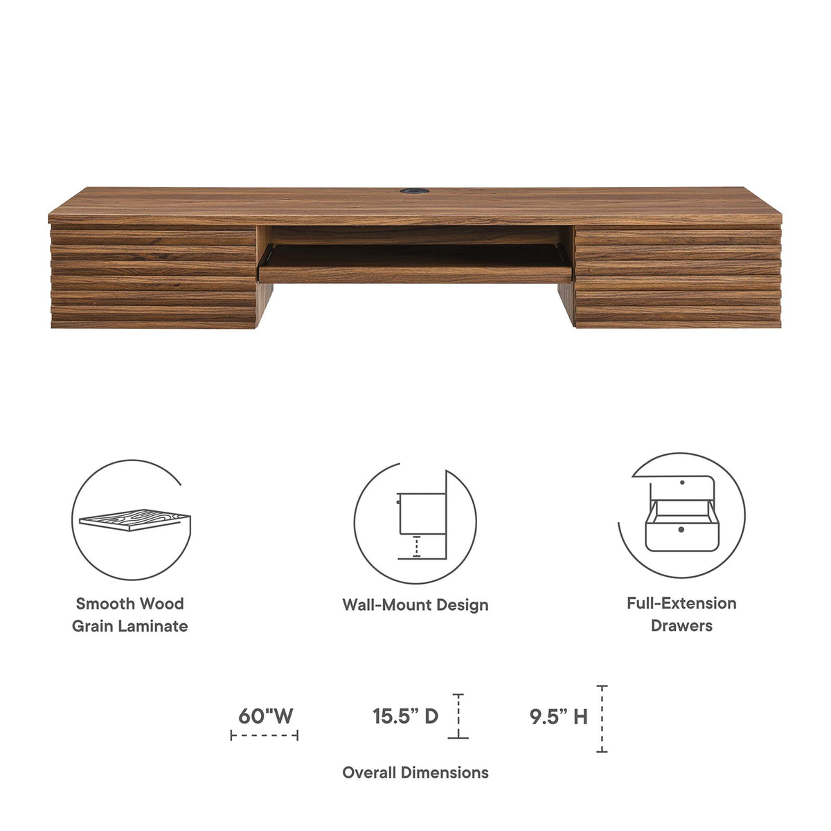 Render Wall Mount Wood Office Desk by Modway, photo 2 of 21