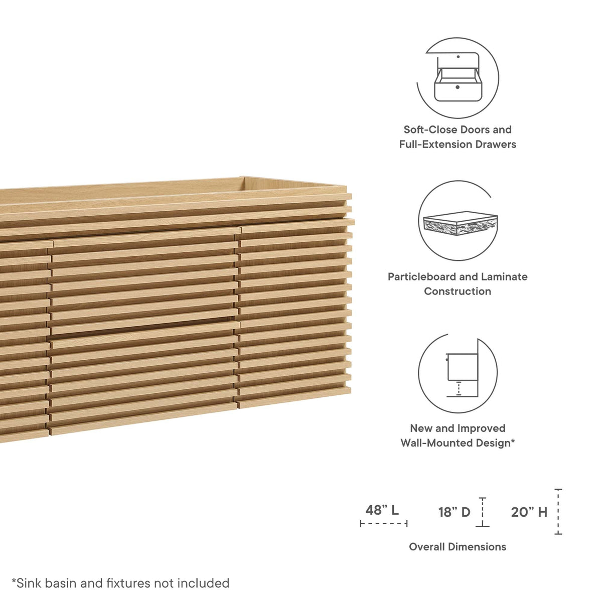 Render 48" Single Sink Compatible Bathroom Vanity Cabinet by Modway, photo 13 of 14