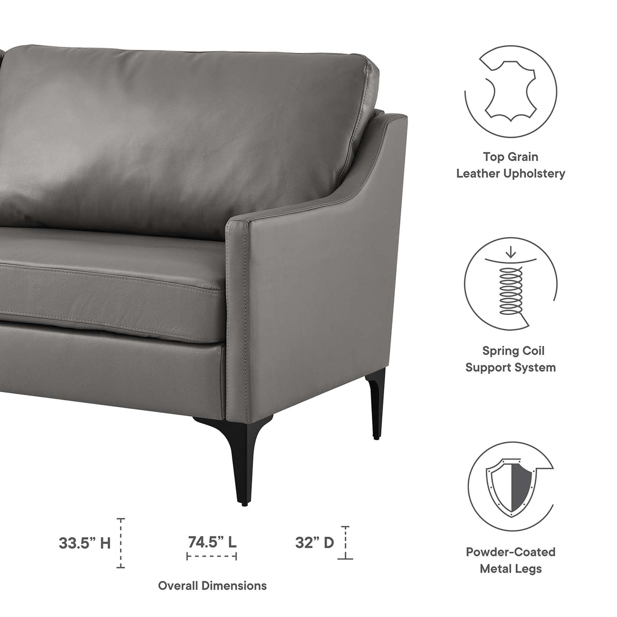 Corland Leather Sofa by Modway, photo 2 of 7