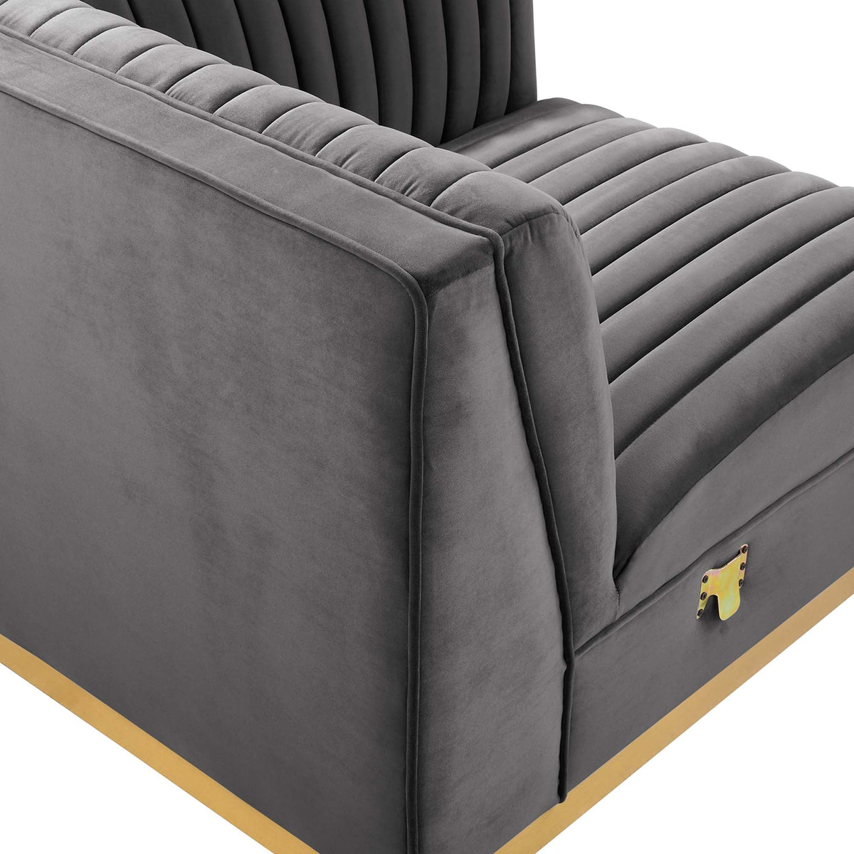Sanguine Channel Tufted Performance Velvet Modular Sectional Sofa Right Corner Chair, photo 6 of 7