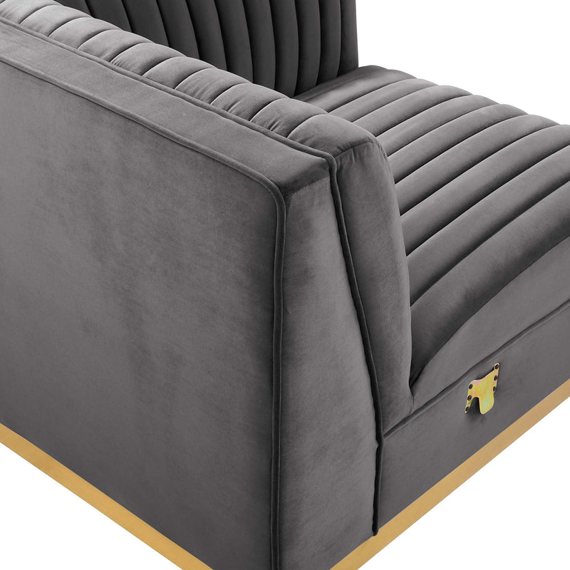 Sanguine Channel Tufted Performance Velvet Modular Sectional Sofa Right Corner Chair, photo 6 of 7