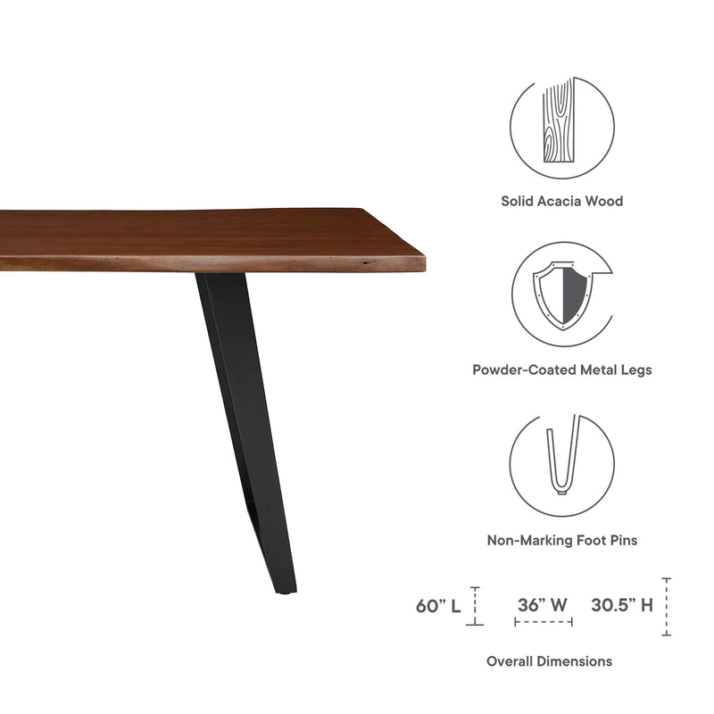Viggo 60" Live Edge Acacia Wood Dining Table by Modway, photo 2 of 7