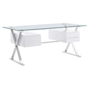 Sector 71" Glass Top Glass Office Desk by Modway by HouseOfZazla