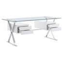 Sector 71" Glass Top Glass Office Desk by Modway by HouseOfZazla