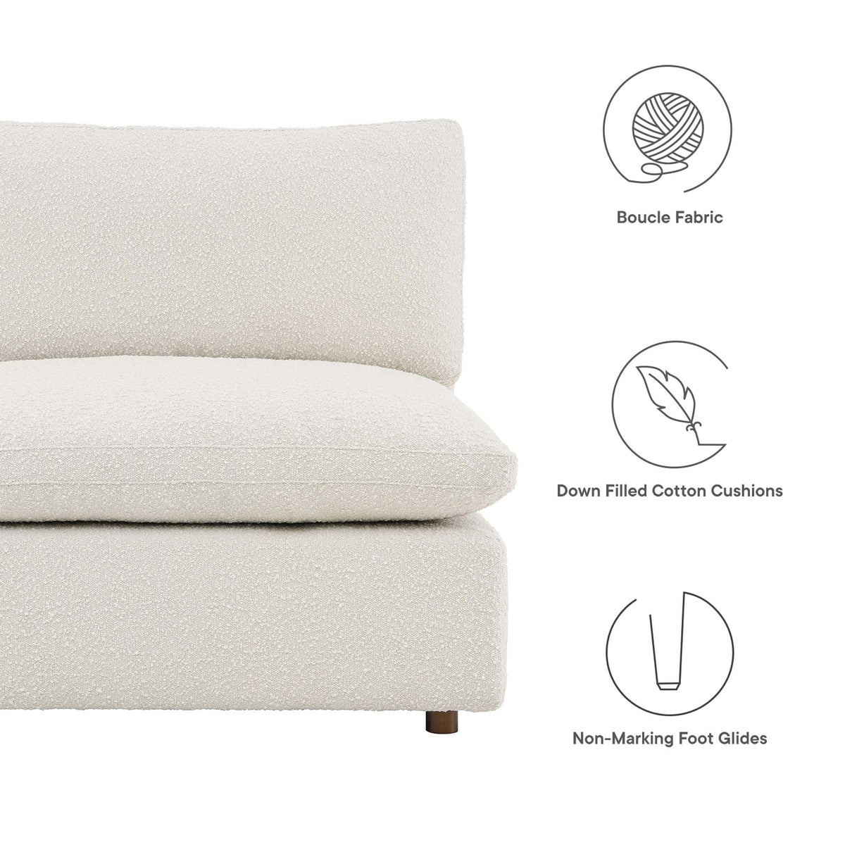 Commix Down Filled Overstuffed Boucle Fabric Armless Chair by Modway, photo 2 of 21