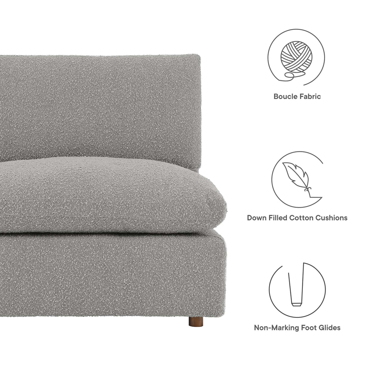 Commix Down Filled Overstuffed Boucle Fabric Armless Chair by Modway, photo 18 of 21