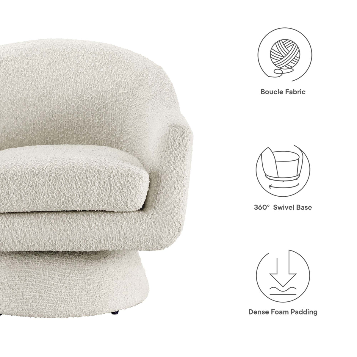 Astral Boucle Fabric Swivel Chair by Modway, photo 13 of 14