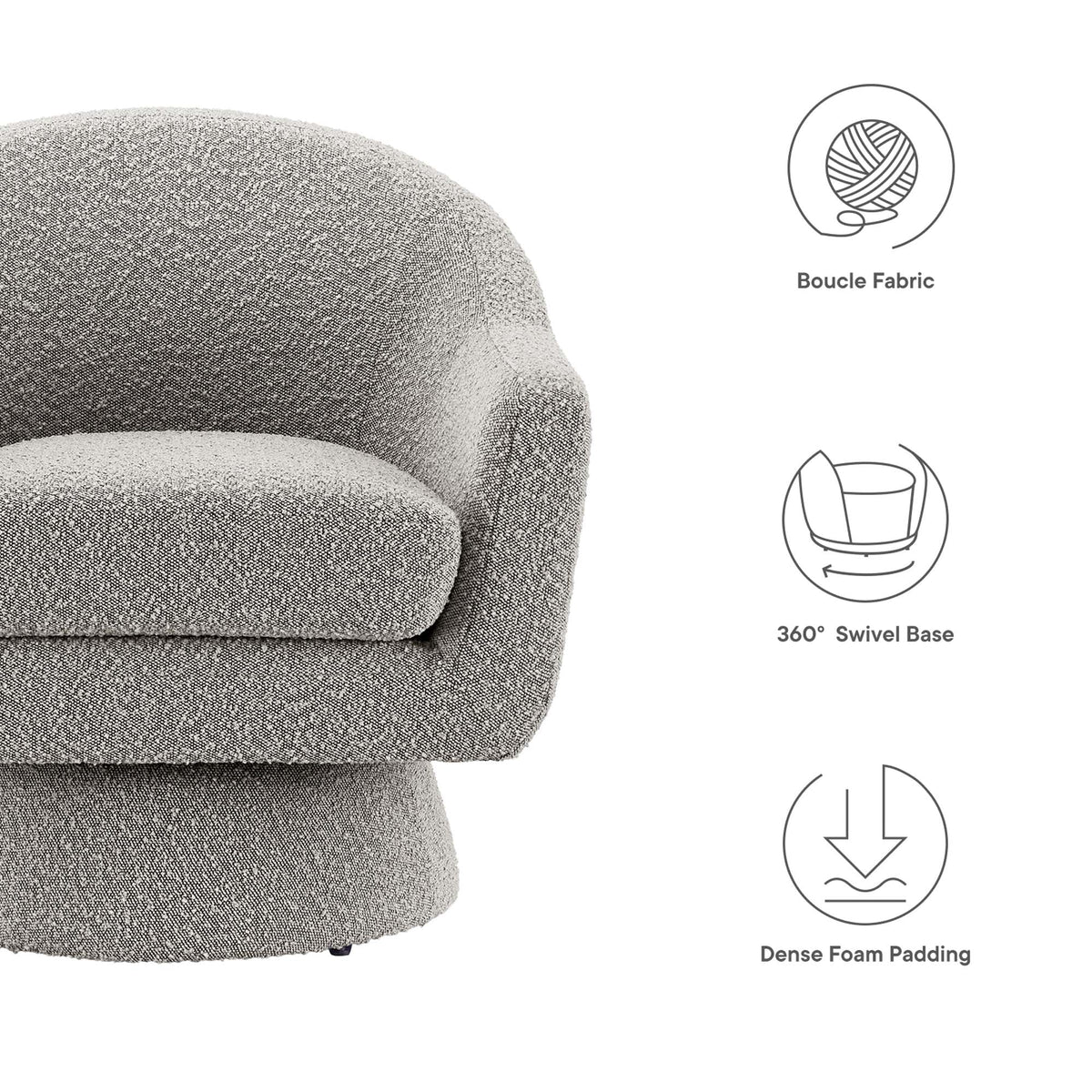 Astral Boucle Fabric Swivel Chair by Modway, photo 2 of 14