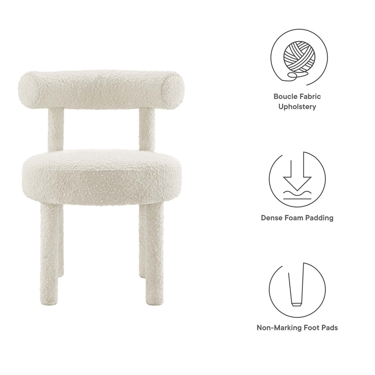 Toulouse Boucle Fabric Dining Chair by Modway, photo 2 of 7