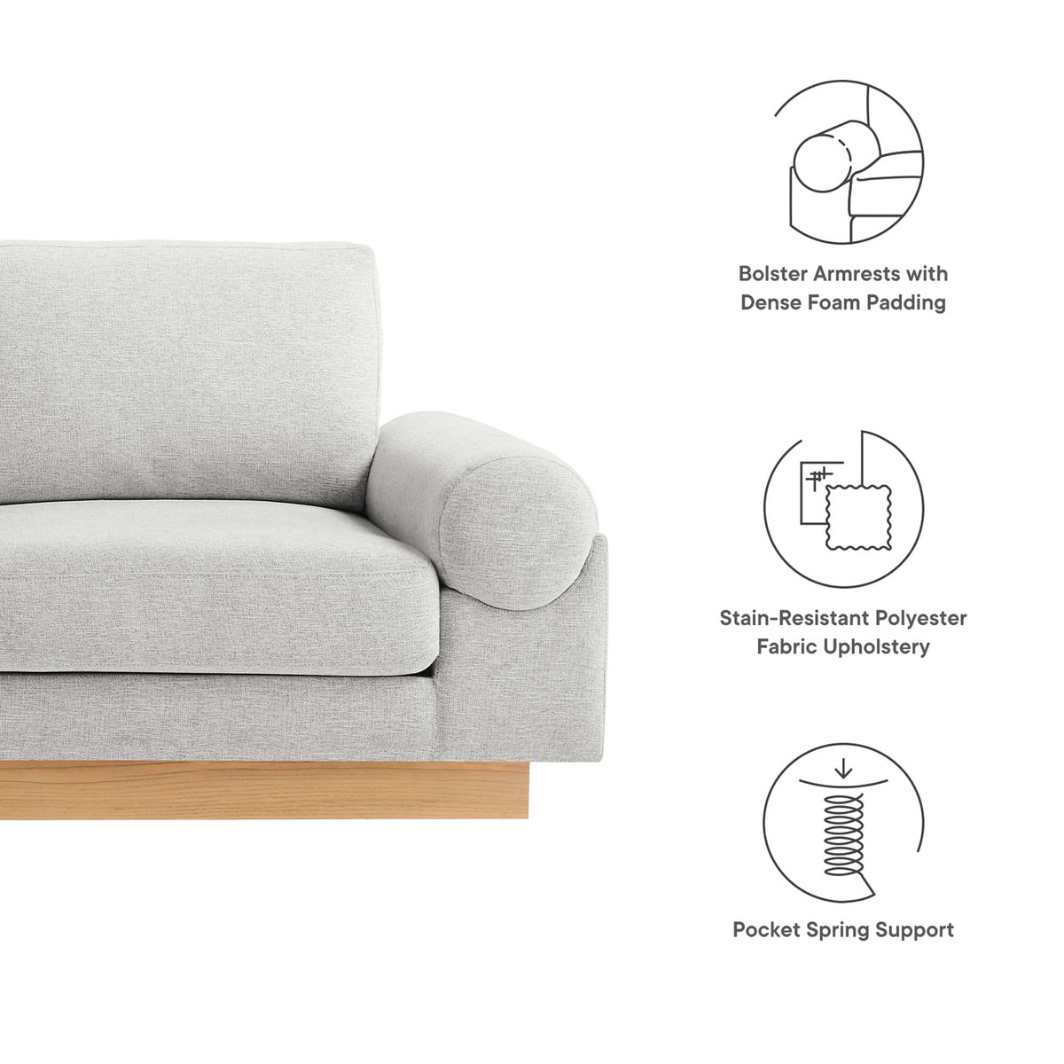 Oasis Upholstered Fabric Sofa by Modway, photo 2 of 21