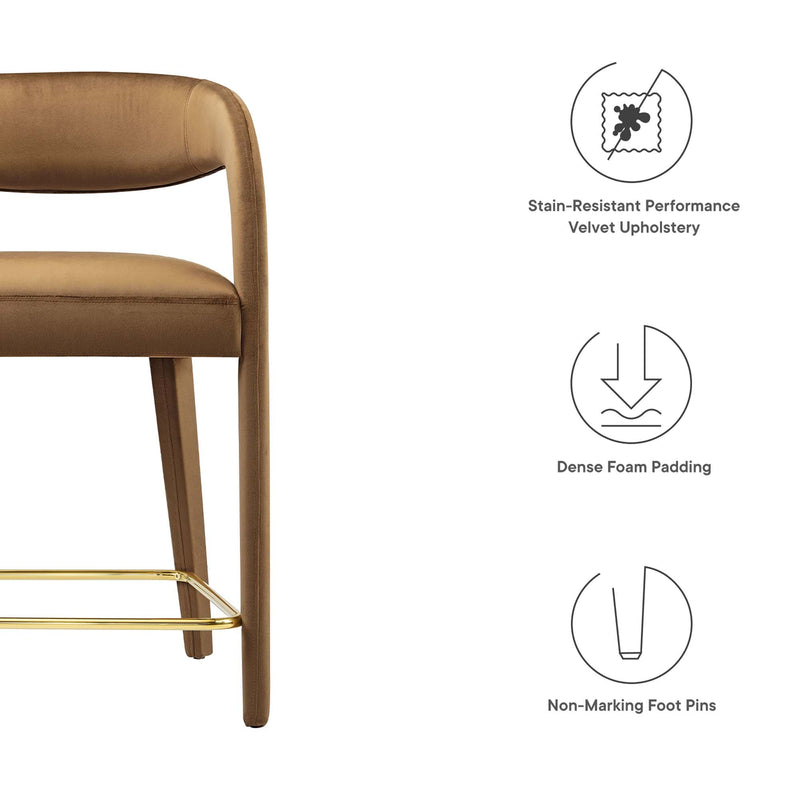 Pinnacle Performance Velvet Counter Stool Set of 2 by Modway, photo 2 of 7