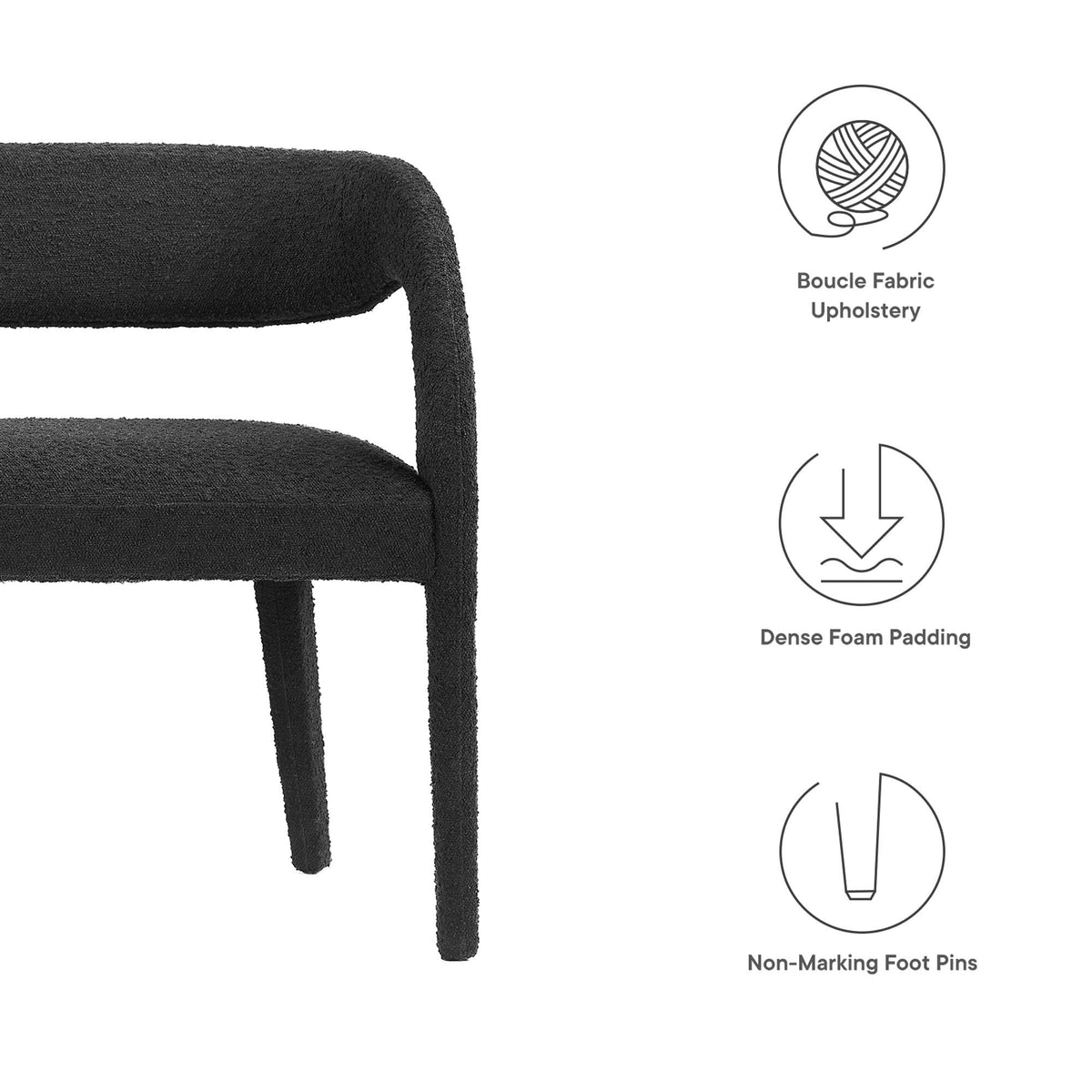 Pinnacle Boucle Fabric Accent Bench by Modway, photo 13 of 14