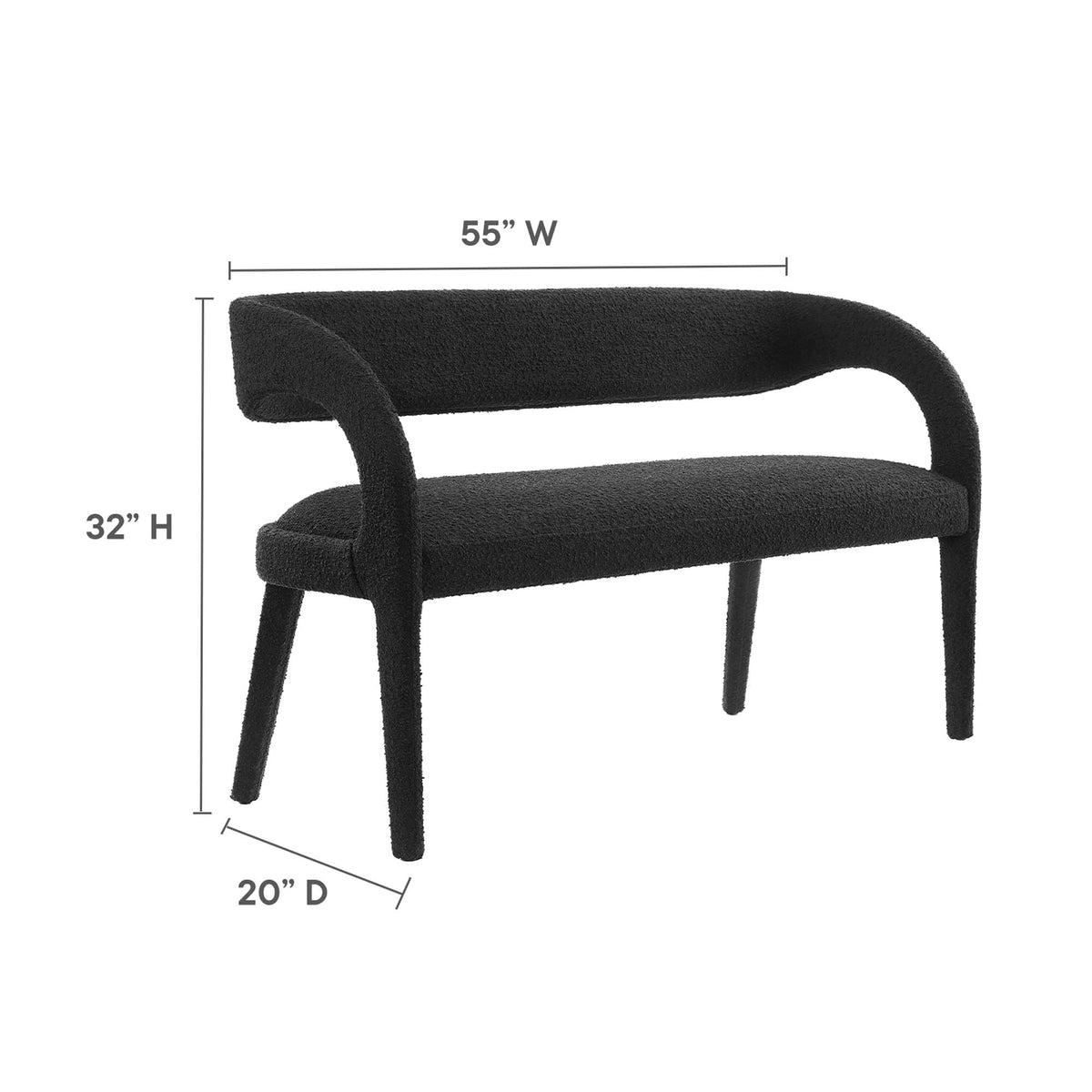 Pinnacle Boucle Fabric Accent Bench by Modway, photo 12 of 14
