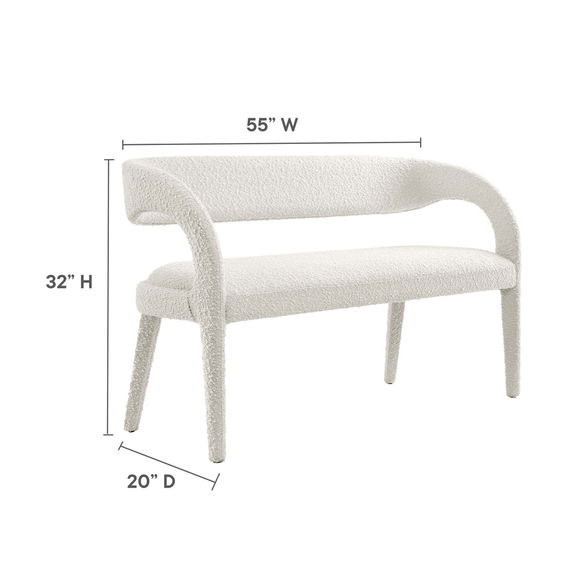 Pinnacle Boucle Fabric Accent Bench by Modway, photo 3 of 14
