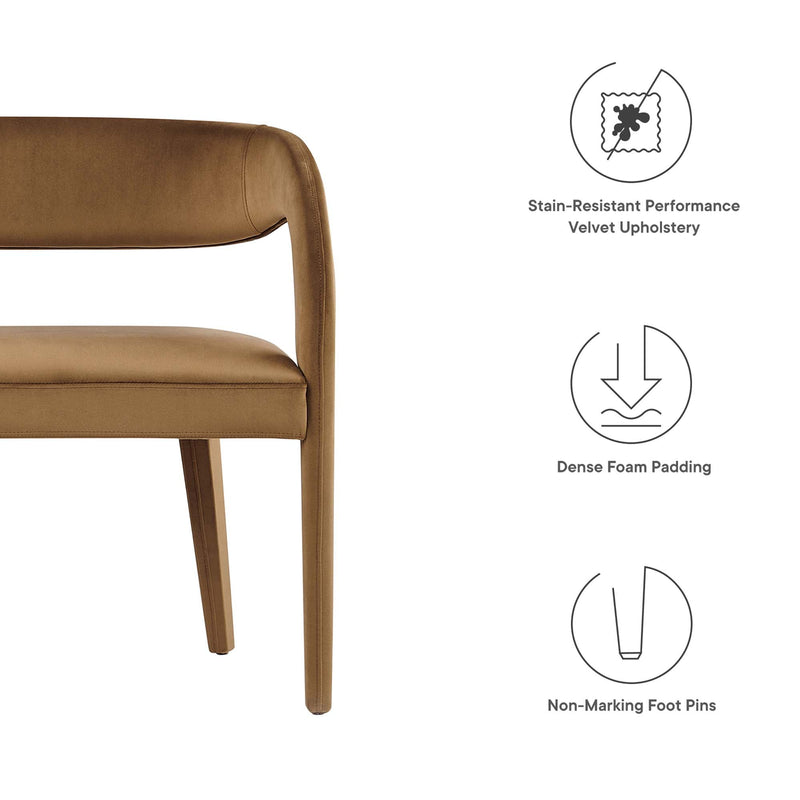 Pinnacle Performance Velvet Accent Bench by Modway, photo 2 of 7