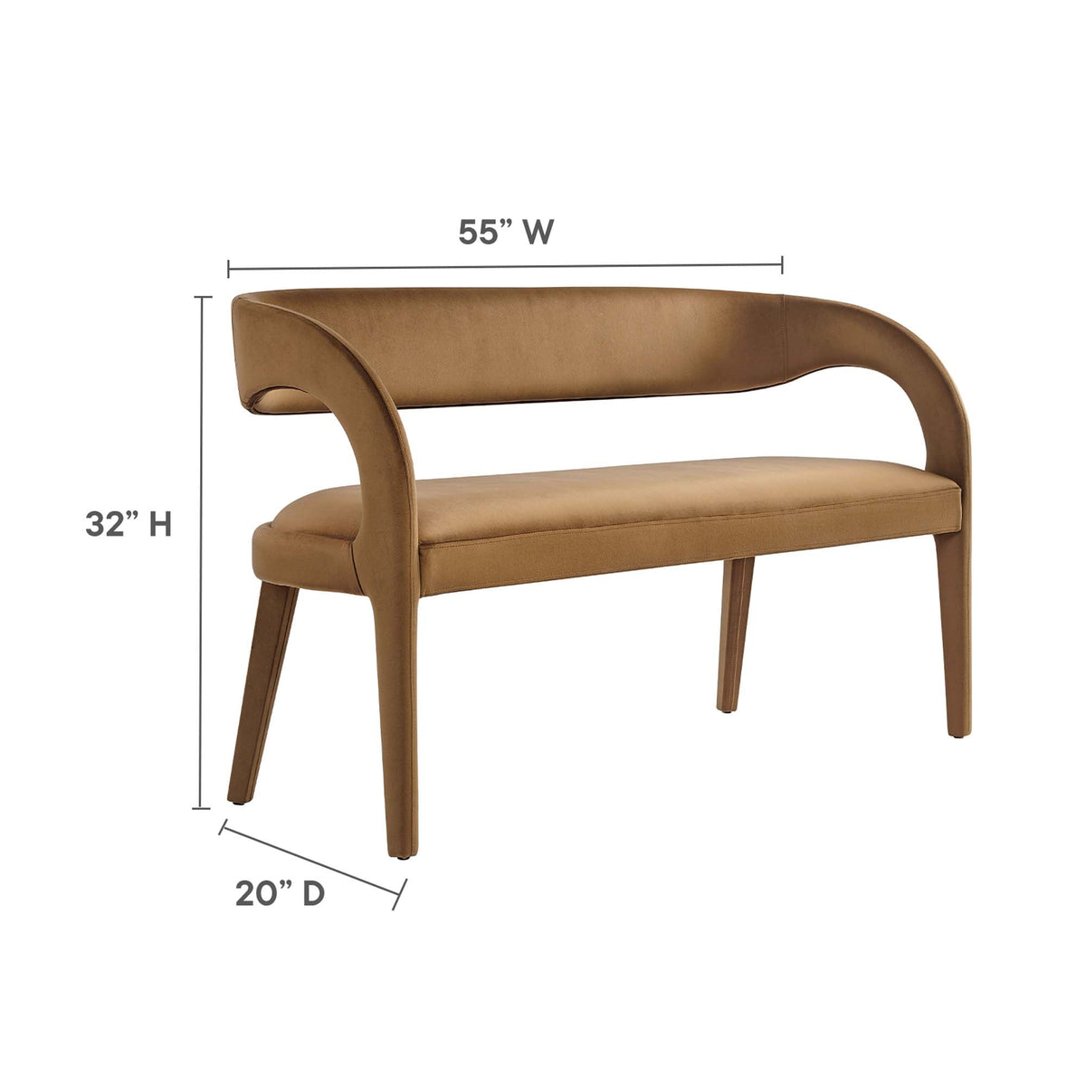 Pinnacle Performance Velvet Accent Bench by Modway, photo 3 of 7