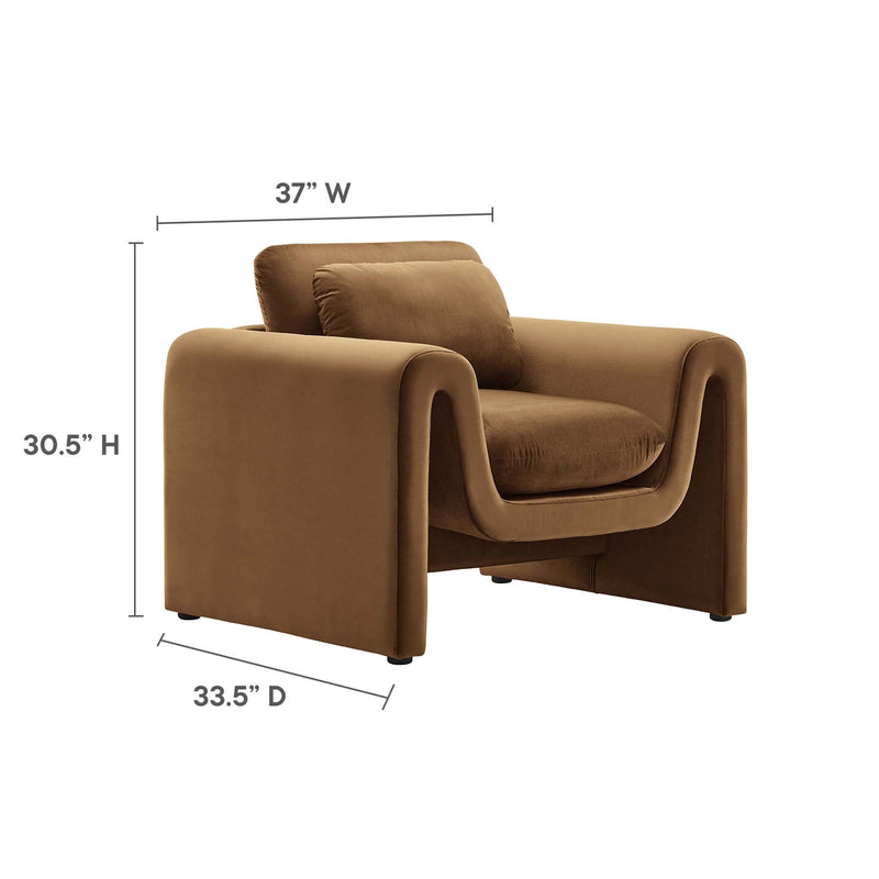 Waverly Performance Velvet Armchair by Modway, photo 3 of 7
