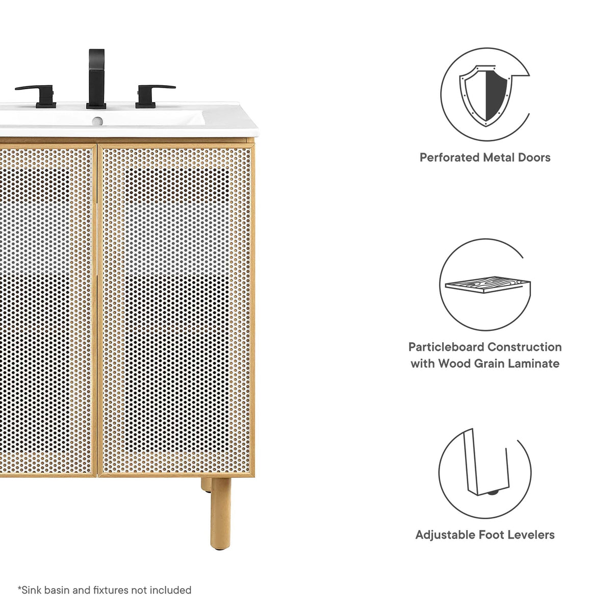 Calla 24" Perforated Metal Bathroom Vanity Cabinet, photo 12 of 28
