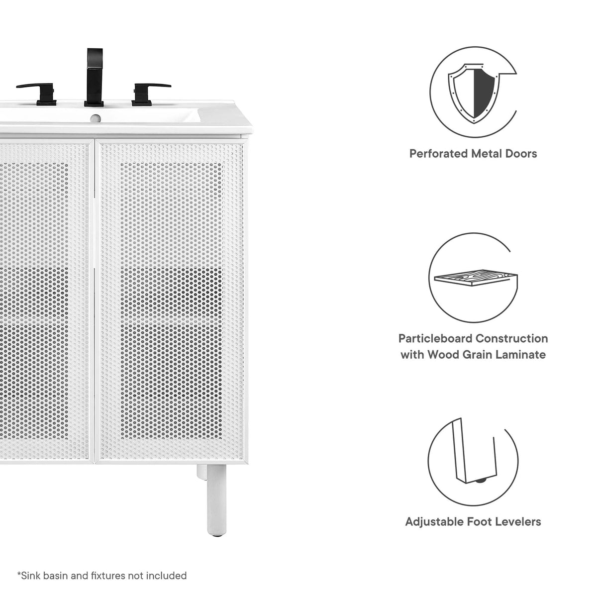 Calla 24" Perforated Metal Bathroom Vanity Cabinet, photo 3 of 28