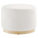 Tilden Large 23" Round Performance Velvet Upholstered Ottoman by HouseOfZazla