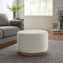 Tilden Large 23" Round Performance Velvet Upholstered Ottoman by HouseOfZazla