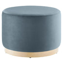Tilden Large 23" Round Performance Velvet Upholstered Ottoman by HouseOfZazla