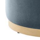 Tilden Large 23" Round Performance Velvet Upholstered Ottoman by HouseOfZazla