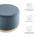 Tilden Large 23" Round Performance Velvet Upholstered Ottoman by HouseOfZazla