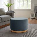 Tilden Large 23" Round Performance Velvet Upholstered Ottoman by HouseOfZazla