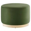 Tilden Large 23" Round Performance Velvet Upholstered Ottoman by HouseOfZazla