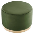 Tilden Large 23" Round Performance Velvet Upholstered Ottoman by HouseOfZazla