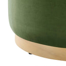 Tilden Large 23" Round Performance Velvet Upholstered Ottoman by HouseOfZazla