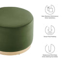Tilden Large 23" Round Performance Velvet Upholstered Ottoman by HouseOfZazla