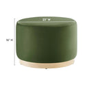 Tilden Large 23" Round Performance Velvet Upholstered Ottoman by HouseOfZazla