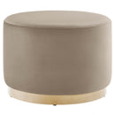 Tilden Large 23" Round Performance Velvet Upholstered Ottoman by HouseOfZazla