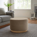 Tilden Large 23" Round Performance Velvet Upholstered Ottoman by HouseOfZazla