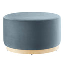 Tilden Large 29" Round Performance Velvet Upholstered Ottoman by HouseOfZazla