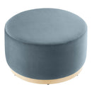 Tilden Large 29" Round Performance Velvet Upholstered Ottoman by HouseOfZazla