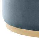 Tilden Large 29" Round Performance Velvet Upholstered Ottoman by HouseOfZazla