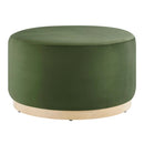 Tilden Large 29" Round Performance Velvet Upholstered Ottoman by HouseOfZazla