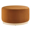 Tilden Large 29" Round Performance Velvet Upholstered Ottoman by HouseOfZazla