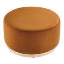 Tilden Large 29" Round Performance Velvet Upholstered Ottoman by HouseOfZazla