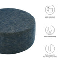 Callum Large 38" Round Woven Heathered Fabric Upholstered Ottoman by HouseOfZazla