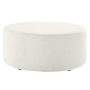 Callum Large 38" Round Woven Heathered Fabric Upholstered Ottoman by HouseOfZazla