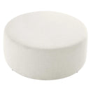 Callum Large 38" Round Woven Heathered Fabric Upholstered Ottoman by HouseOfZazla