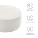 Callum Large 38" Round Woven Heathered Fabric Upholstered Ottoman by HouseOfZazla